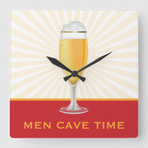 Horloge Carrée Beer Men Cave Time Clock
