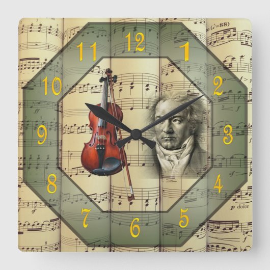 Horloge Carrée Beethoven ~ Orchestre symphonique ~ Alto ~ (Recto)
