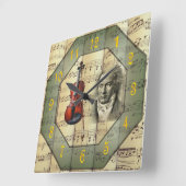 Horloge Carrée Beethoven ~ Orchestre symphonique ~ Alto ~ (Angle)
