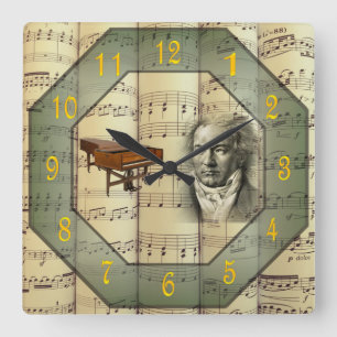 Horloge Carrée Beethoven ~ Symphony Orchestra ~ Piano ~