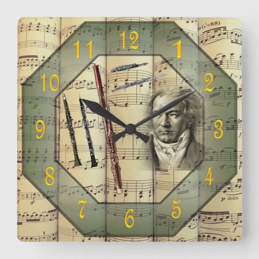 Horloge Carrée Beethoven~Symphony Orchestra~Woodwind Instruments~ (Recto)