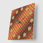 Horloge Carrée Bélier & Cheval de feu (Angle)