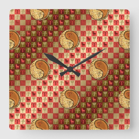 Horloge Carrée Bélier & Rat de Bois (Recto)