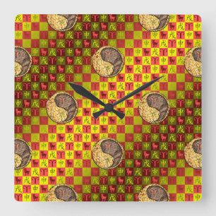 Horloge Carrée Bélier & Singe de Terre