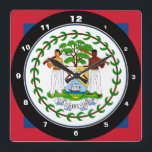 Horloge Carrée Belize Flag & Belize trendy fashion /design clock<br><div class="desc">WALL CLOCK : Belize & Belize Flag fashion design - love my country,  travel,  holiday,  country patriots / sports fans</div>