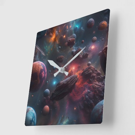 Horloge Carrée Belle affiche spatiale (Angle)