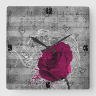 Horloge Carrée Belle antiquité rose rose chaud éclat de peinture