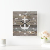 Horloge Carrée Belle authentique Bois Rustique Nautical (Maison)
