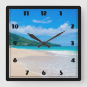 Horloge Carrée Belle Destination Tropicale Plage Pittoresque (Recto)