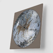 Horloge Carrée Belle famille de cerfs (Angle)