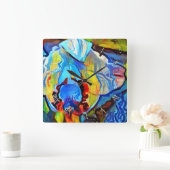 Horloge Carrée Belle fleur abstraite (Maison)