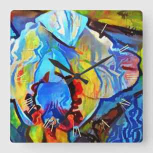 Horloge Carrée Belle fleur abstraite