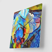 Horloge Carrée Belle fleur abstraite (Angle)