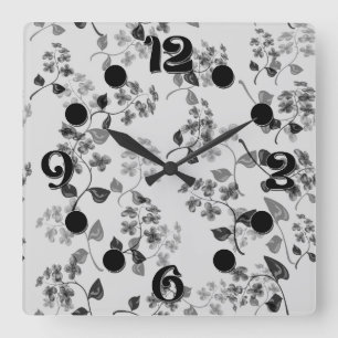 Horloge Carrée Belle florale sans couture motif oublier-me-pas bl