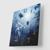 Horloge Carrée Belle forêt animale Wolf Spirit (Angle)