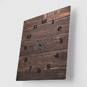 Horloge Carrée Belle impression horizontale en bois authentique (Angle)
