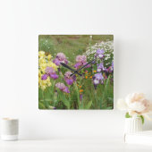Horloge Carrée Belle Iris Fleur violet Fleur Photo (Maison)