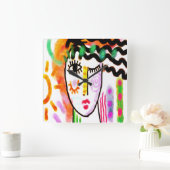 Horloge Carrée Belle journée Art Abstrait original (Maison)