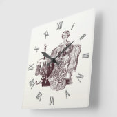 Horloge Carrée Belle Lady boissons thé (Angle)