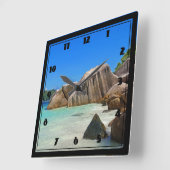 Horloge Carrée Belle Mer Tropicale Côte Rocheuse (Angle)