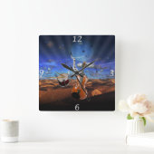 Horloge Carrée Belle musique notes violon splatter piano tambours (Maison)