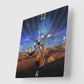 Horloge Carrée Belle musique notes violon splatter piano tambours (Angle)