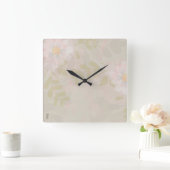 Horloge Carrée Belle or rose Abstrait Floral (Maison)