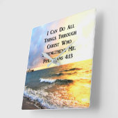 HORLOGE CARRÉE BELLE PHILIPPIENNE 4:13 PHOTO DE LA SCRIPTURE (Angle)