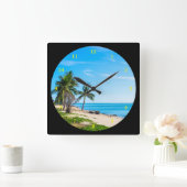 Horloge Carrée Belle Plage Sans Fin (Maison)