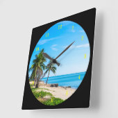 Horloge Carrée Belle Plage Sans Fin (Angle)