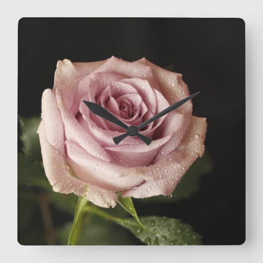 Horloge Carrée belle rose rose (Recto)