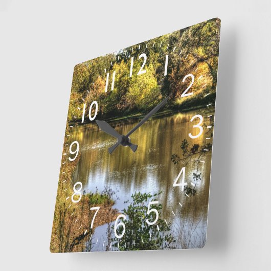 Horloge Carrée Belle scène du lac (Angle)