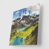 Horloge Carrée Belle scène Rocky Mountain and Streams (Angle)