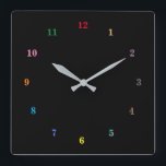 Horloge Carrée Belles Couleurs - Personnalisable - Ajouter Vos Co<br><div class="desc">Belles couleurs personnalisables Horloge - Choisissez / ajoutez vos couleurs arrière - plans et numériques préférées ! Choisissez / ajoutez votre texte / polices / nom / date / image / image ...  ou autre :)</div>