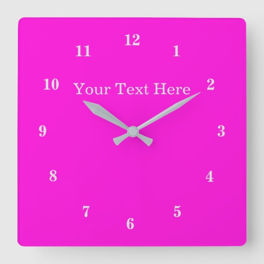 Horloge Carrée Belles couleurs - Personnalisable - Rose (Recto)