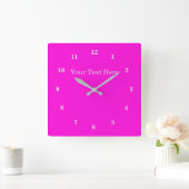 Horloge Carrée Belles couleurs - Personnalisable - Rose (Maison)