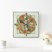 Horloge Carrée Belles fleurs (Maison)