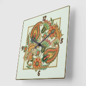 Horloge Carrée Belles fleurs (Angle)