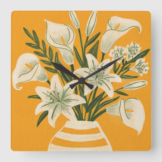 Horloge Carrée Belles Fleurs (Recto)