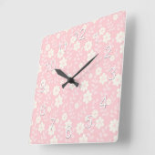 Horloge Carrée Belles fleurs roses de bébé (Angle)