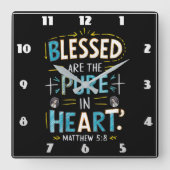 Horloge Carrée Bénédictions divines : Une Bible Verse Illuminatio (Recto)