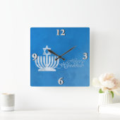 Horloge Carrée Bénédictions du Menorah (Maison)