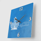 Horloge Carrée Bénédictions du Menorah (Angle)