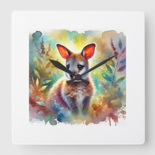 Horloge Carrée Bennets Wallaby in a Serene Landscape 040924AREF13 (Recto)