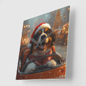 Horloge Carrée Bernois Mountain Dog Roller Dessous de verre Noël (Angle)