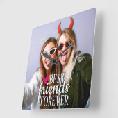 Horloge Carrée Best friends forever moderne BFF photo (Angle)