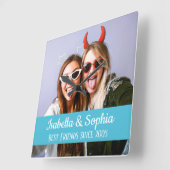 Horloge Carrée Best friends forever moderne BFF photo (Angle)