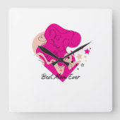 Horloge Carrée Best Mom Ever Colourful Design (Recto)