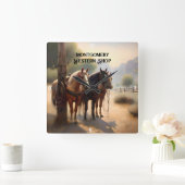 Horloge Carrée Bétail d'élevage de cowboys à cheval (Maison)