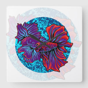 Horloge Carrée Betta fish